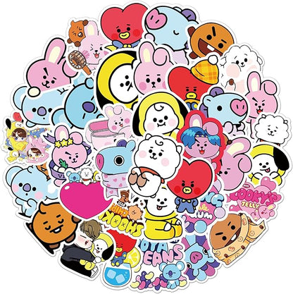 50PCS Cartoon BT21 Deals for Fans Boys Team Stickers BT21 Waterproof Vinyl Decals Laptop,Scrapbooking,Journal,Cell Phones, Water Cups Sticker (BBT21)