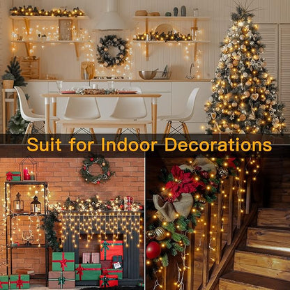 Ollny Icicle Lights for Outside 504LED 41FT, Warm White Christmas Light with Remote 8Modes Timers Waterproof, Plug in Connectable Hanging Lights for Outdoor Indoor House Roof Holiday