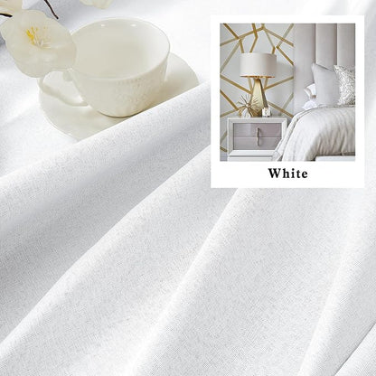 DUALIFE Pure White Short Curtains for Small Windows Half Blackout Kitchen Cafe Curtain 54 Inch Length Summer Heat Insulated Room Divider Drapes for Bedroom Rod Pocket/Back Tab 2 Panels W34 x L54