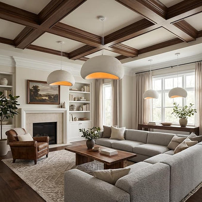 JAYMP 60cm Wabi Sabi Pendant Light for Dining Room Kitchen Island Hallway Restaurant Modern Hanging Lamp E26 Base Japanese Style Bird Nest Shape Lighting Fixture (Matte White,B Shape, 60cm/23.6in)