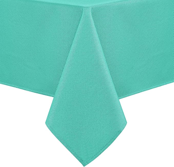 Hiasan 60 X 102 Inch Rectangle Textured Tablecloth - Waterproof Spillproof Antiwrinkle Jacquard Table Cloth for Kitchen and Dining Dinner, Outdoor Picnic, Holiday and Parties, Aqua