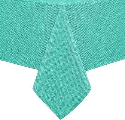 Hiasan 60 X 102 Inch Rectangle Textured Tablecloth - Waterproof Spillproof Antiwrinkle Jacquard Table Cloth for Kitchen and Dining Dinner, Outdoor Picnic, Holiday and Parties, Aqua