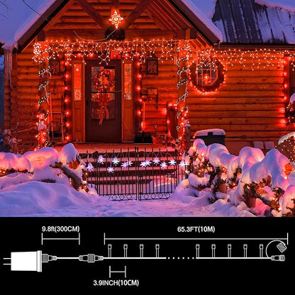 LAMPHOME 33ft 100 LED Red Valentine Lights, Connectable 16 Modes Valentine Room Light Indoor Plug-in, Clear Wire Red Christmas String Light Outdoor Waterproof for Valentine's Day Xmas Bedroom, Party