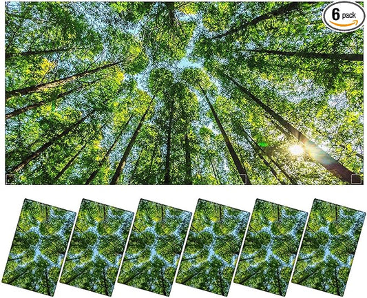 6 Pcs Fluorescent Light Covers for Ceiling Lights with 48 Magnets Decorative Magnetic Light Filters for Classroom Office Kitchen Decoration(Forest)