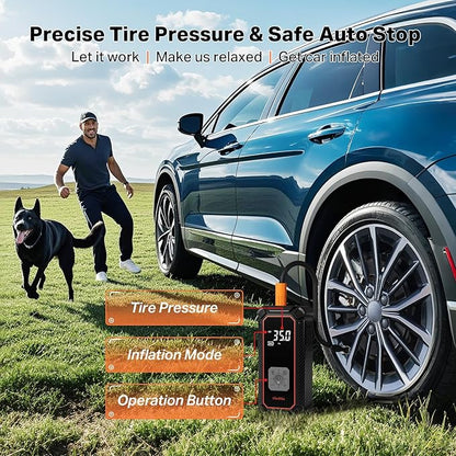 OlarHike Tire Inflator Portable Air Compressor, Battery Powered, 7500mAh, Dual Mode, Auto Air Pump for Car Tires, Motorcycle, Bicycle, Electric Pump with LED Light & Digital Pressure Gauge