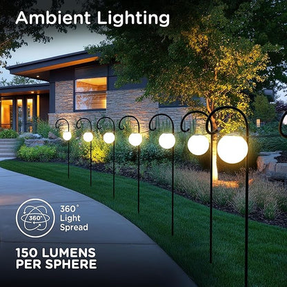 Enbrighten Vibe Sphere Outdoor String Lights, 57ft, 12 RGBWIC Bulbs, 6in Extra Large Spheres, Waterproof, Patio, Backyard, Gameday, Holiday, Smart App, Compatible with Alexa, Google Home, 85976