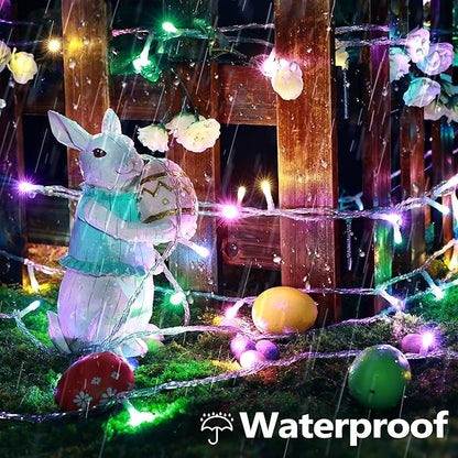 Joomer Easter String Lights 33FT 100 LED String Lights with 8 Modes Timer Connectable Waterproof Plug in Indoor Outdoor, Pastel Fairy light for Easter Decorations