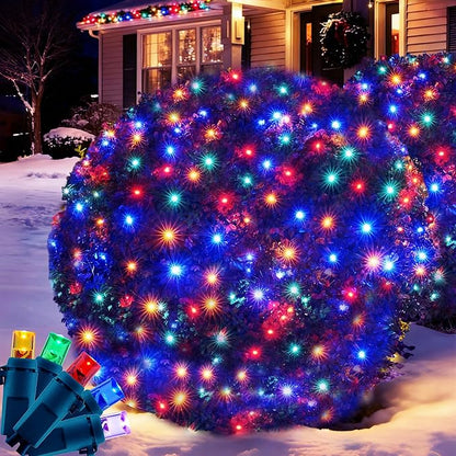 Led Christmas Net Lights for Bushes, 132LED 6FT x 6FT Connectable UL Certified Net Lights for Bushes Tree Shrubs Xmas Trunk Green Wire Christmas Decorations
