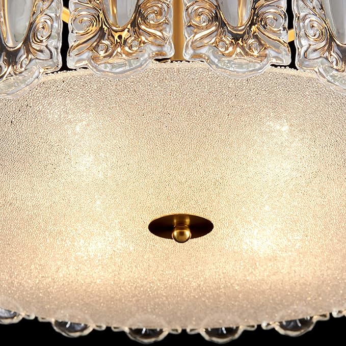 AGV LIGHTING Flush Mount Chandelier Light Fixture, Modern Gold Chandelier, D20 x H10, E12 Base 4-Lights, Glass Shade & Brass Finish