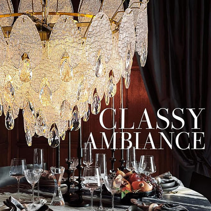 24" Tiered Chandelier, Modern Round 5-Tier Gold Chandeliers for Dining Room,9-Light Tiered Glass Luxury Contemporary Lighting Fixture Kitchen Island,Bedroom,Living RoomL24'' × W24'' × H16''