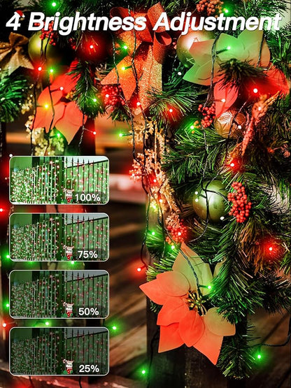 Guhope Christmas Lights 66FT 200 LED, Christmas Tree Light with 8 Lighting Modes, Outdoor Waterproof String Lights with Remote and Timer, Fairy Light for Holiday Decor (Red and Green)