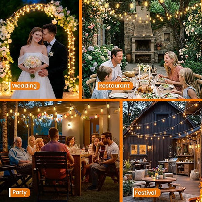 Outdoor String Lights, 25FT Patio Lights with 13 Shatterproof S11 Bulbs (1 Spare), IP65 Waterproof & Connectable, 2200K Warm White LED Hanging Lights for Cafe, Garden, Porch, Party Decor