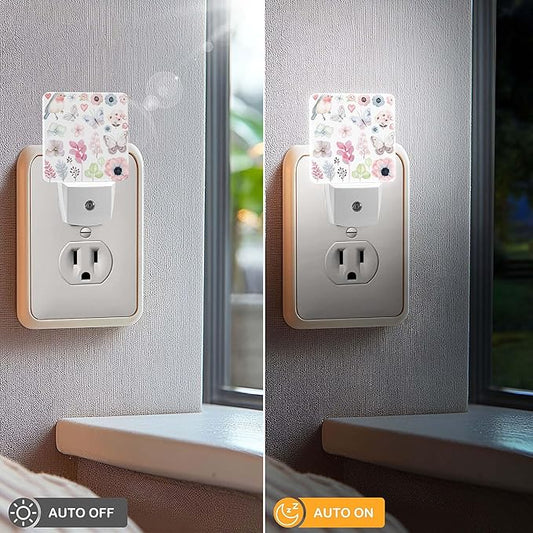 LED Night Light Lamp with Smart Sensor Dusk to Dawn Sensor,Flowers Birds Night Light Daylight White,0.5W Plug-into Wall for Adults,Bedroom,Bathroom,Hallway,Kitchen