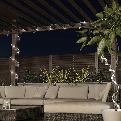 Outdoor Solar Rope Light- Solar Powered Cable String 100 LED Lights with 8 Modes for Patio, Backyard, Garden, Events by Pure Garden (Cool White)