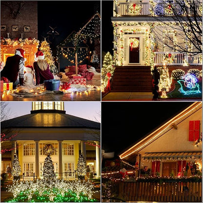LAMPHOME 66ft Christmas Decorative Mini Lights,200 LED Green Wire Fairy Starry String Lights Plug in, 16Lighting Modes, for Indoor Outdoor Xmas Tree Wedding Party Decoration (Warm White)