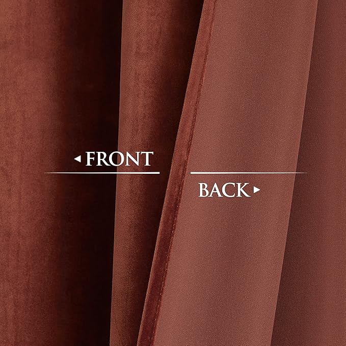 StangH Rust Velvet Curtains 120 inches Long, Holiday Christmas Backdrop Curtains for Party Theater, Thermal Insulated Privacy Room Dividers for Home Office Bedroom, W52 x L120 inches, 1 Panel