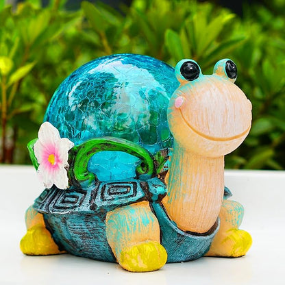 SunKite Garden Turtle Outdoor Statues Solar Garden Lights Resin Snail Figurine Garden Decorations for Patio Yard Lawn Ornament Housewarming Birthday Gift for Mom