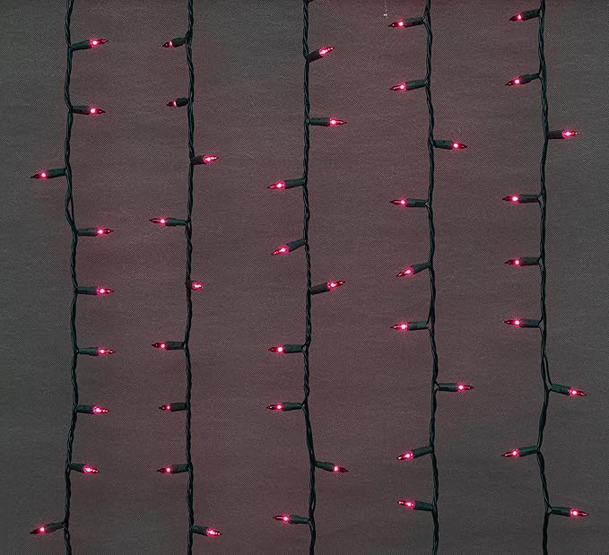 Brite Star 100 Count Mini String Christmas Lights, Red - 22 feet Indoor/Outdoor Christmas Tree Lights with Green Wire (Set of 2)