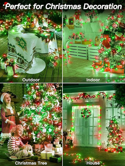 Guhope Christmas Lights 66FT 200 LED, Christmas Tree Light with 8 Lighting Modes, Outdoor Waterproof String Lights with Remote and Timer, Fairy Light for Holiday Decor (Red and Green)