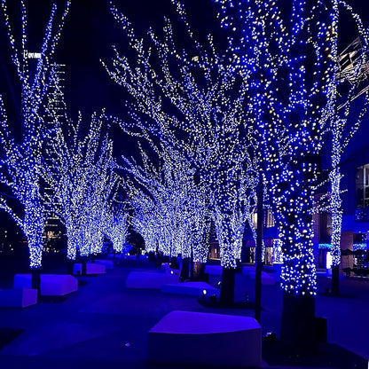 Extra Long 132ft Christmas Decorative Mini Lights, 400 LED Green Wire Fairy Starry String Lights Plug in, Timer & Memory & 8 Modes, for Indoor Outdoor Xmas Tree Wedding Party Decoration,Blue