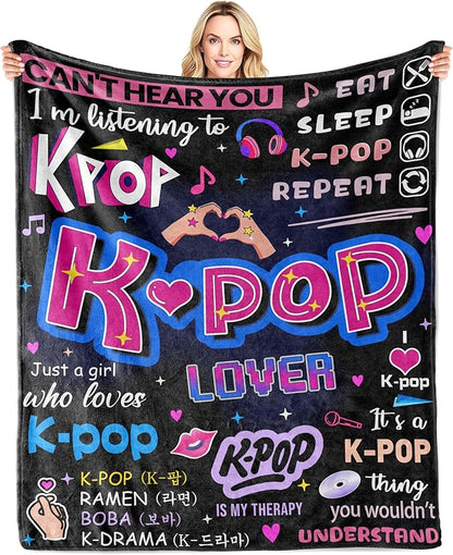 Kpop Gifts for Teen Girls, K-pop Blanket 60''x50'', k Pop Gifts for Girls, Kpop Merch, Kpop Blanket for Women, Korean Music Stuff, Christmas Birthday Gifts for BFF Girls Women