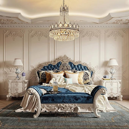 TOCHIC French Empire Crystal Chandelier 6-Light Farmhouse Antique Bronze Chandelier Vintage Rustic Ceiling Light Fixture for Dining Living Room, Bedroom, Kitchen Island, Bathroom, Foyer, 19" W
