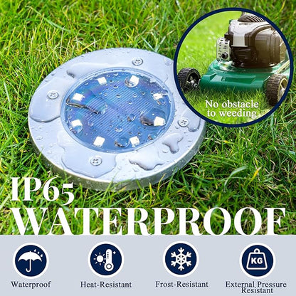 SOLPEX Solar Ground Lights, 12 Pack Solar Lights Outdoor Waterproof, 8 LED Solar Powered Landscape Lighting for Garden Yard Patio Pathway Driveway Walkway (Cool White)