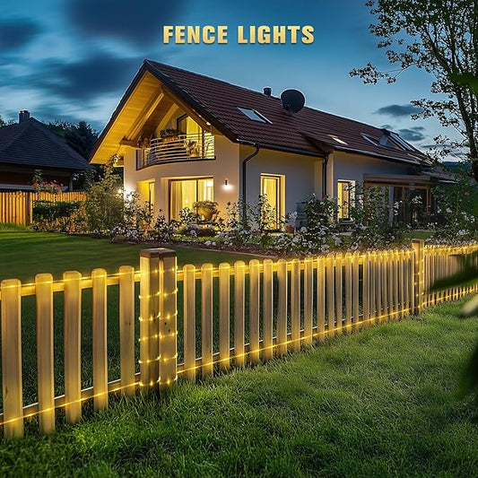 JMEXSUSS 2 * 200 LED Warm White Solar Rope Lights, 66ft IP 65 Waterproof Solar String Light Outdoor, 8 Modes Christmas Lights for Camp Trampoline Ladder Slide Tent
