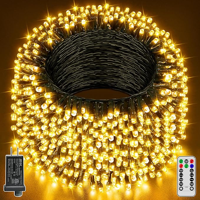 Guhope Christmas Lights 131FT 400 LED, Christmas Tree Light with 8 Lighting Modes, Outdoor Waterproof String Lights with Remote and Timer, Fairy Light for Holiday Decor (Warm White)