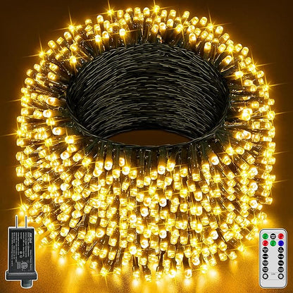 Guhope Christmas Lights 131FT 400 LED, Christmas Tree Light with 8 Lighting Modes, Outdoor Waterproof String Lights with Remote and Timer, Fairy Light for Holiday Decor (Warm White)