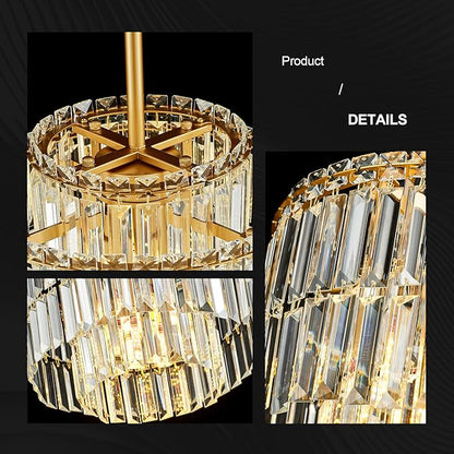 Modern 12.8“ Gold Crystal Chandelier Ceiling Light Fixtures for Dining Room Luxury Glam 4-Light Crystal Chandeliers Lighting for Bedroom Entryway Hallway Living Room Kitchen Island Foyer