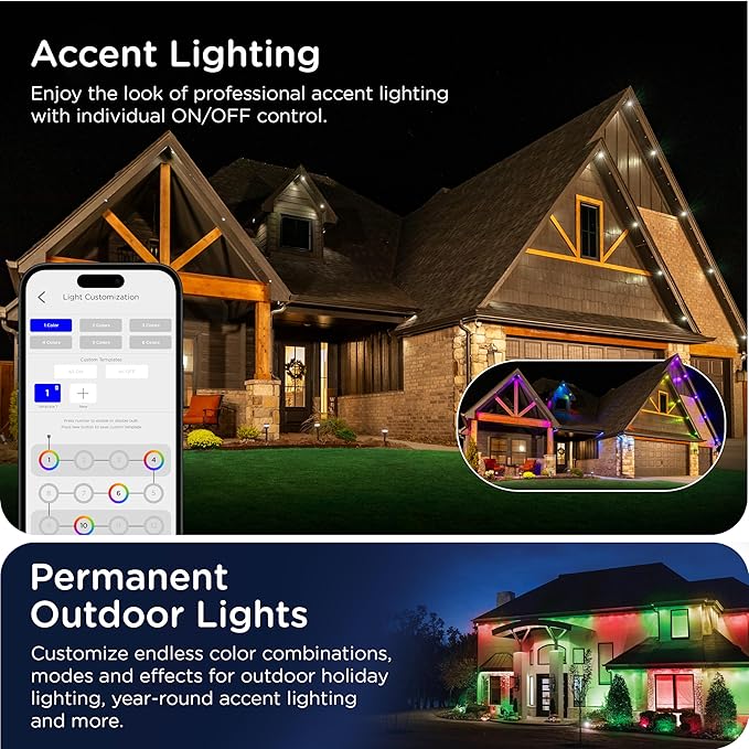 Enbrighten Vibe Eternity Permanent Outdoor Lights Extension Only, 16.5ft with 12 RGBWIC LEDs, Not for Standalone Use, Enbrighten 50ft or 100ft Eternity Lights Needed, Extendable up to 200ft, 81104