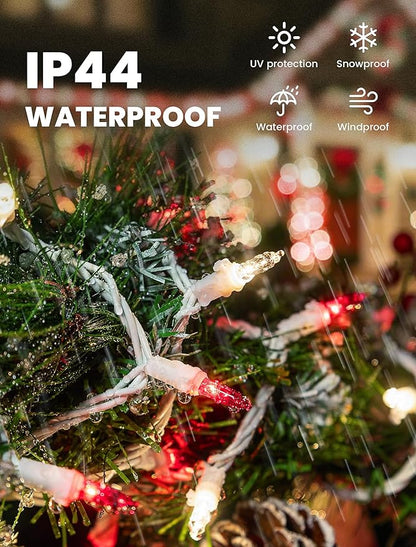 Red Clear Christmas Lights,13FT 50 Count Incandescent Mini Light,White Wire Christmas String Lights Plug in Waterproof for Tree Xmas Wedding Indoor Outdoor Valentine's Day Decor (Red Clear, 50 Count)