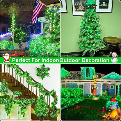 Green String Lights for St Patrick's Day, 100FT 300 LED Christmas Lights Outdoor with 8 Modes, Waterproof Connectable Twinkle Fairy Lights Green Wire for Indoor House Patio Party Holiday Decorations
