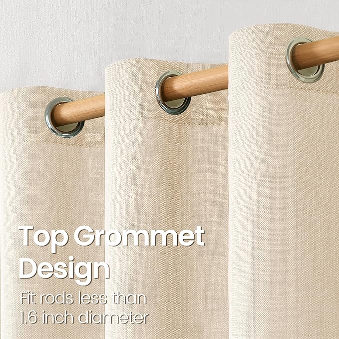 BGment Short Curtains for Bedroom,54 inch Length Faux Linen Curtains for Small Window Grommet Non-See Through Privacy Light Filtering Burlap Textured Kitchen Window,2 Panels,52 x 54 Inch,Light Beige