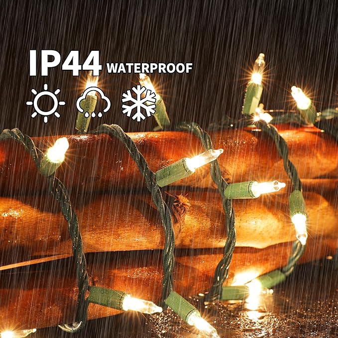 LAMPHOME 100 Count Clear Christmas Lights - 20 ft Ultra Bright White String Lights with Green Wire for Indoor and Outdoor Use, Christmas Trees, Holidays Party Patio Wedding and Garden