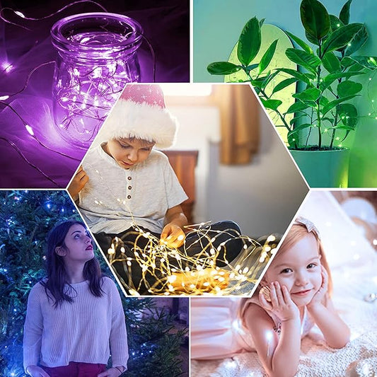 SmilingTown Christmas Fairy String Lights,15 Packs 20 LEDs Battery Operated 6.6FT Silver Copper Wire Starry String Light for DIY Bottle Jars Costume Wedding Party Easter Table Decorations (5 Colors)