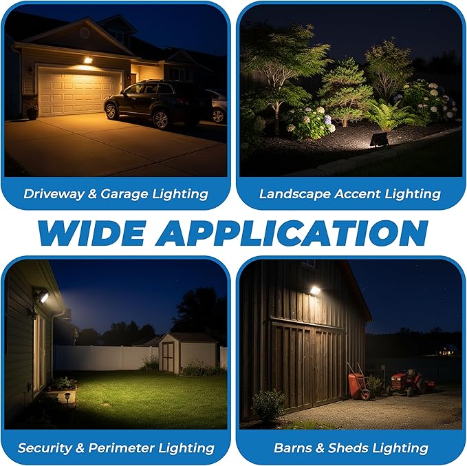 OHLECTRIC 20W LED Flood Light Outdoor, 1600/1700 Lumens 3500/4500K, 106º (180º tilt) IP65 Waterproof Outdoor Security Lighting Fixture, 100-277V AC, COB LED, Die-Cast Aluminum Adjustable Mount