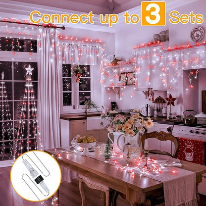 Ollny Icicle Lights for Outside 504LED 41FT, Red and White Christmas Light with Remote 8Modes Timers Waterproof, Plug in Connectable Hanging Lights for Outdoor Indoor House Roof Holiday