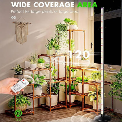 Vertical Grow Lights for Indoor Plants Full Spectrum 36W, 57 Inch Plant Lights for Seed Starting with Timer and 10 Level Dimmable Standing Plant Growing Lamp for Greenhouse with Hanging Accessories