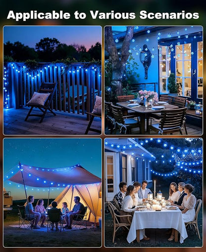 btfarm 2 Pack Solar String Lights Outdoor Waterproof, Total 98 FT 100 LED Solar Powered Patio Light, 8 Lighting Modes Crystal Globe Decoration for Garden Balcony Porch Yard Party, Blue
