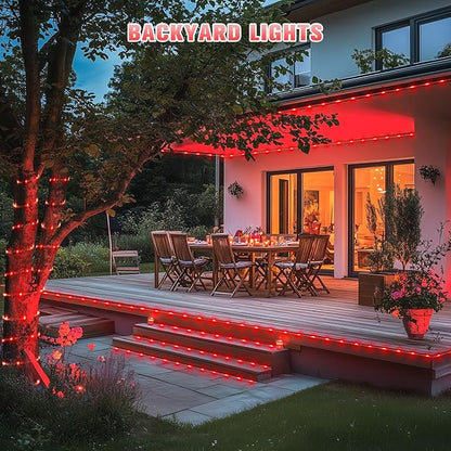 JMEXSUSS 2 * 200 LED Red Solar Rope Lights, 66ft IP 65 Waterproof Solar String Light Outdoor, 8 Modes Christmas Lights for Camp Trampoline Ladder Slide Tent (Pack of 2)