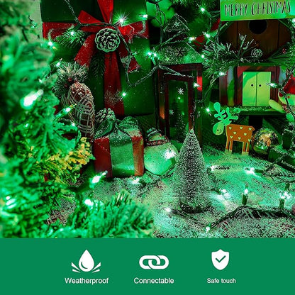 50-Count Green Christmas Lights,13Feet Incandescent Bulb Green Mini String Lights,Fairy St. Patrick's Day Lights Plug in for Tree Indoor Outdoor Halloween Party Patio Xmas Decor-Green Wire