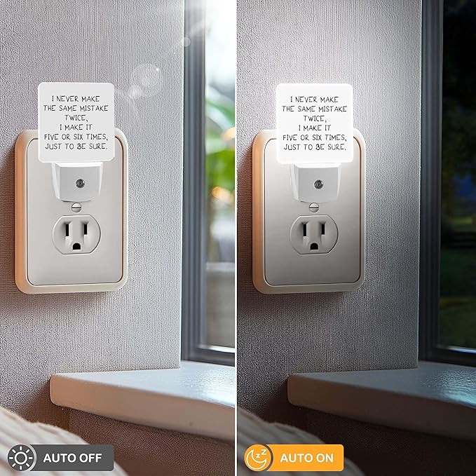 LED Night Light Lamp with Smart Sensor Dusk to Dawn Sensor,Funny Quote Saying Night Light Daylight White,0.5W Plug-into Wall for Adults,Bedroom,Bathroom,Hallway,Kitchen