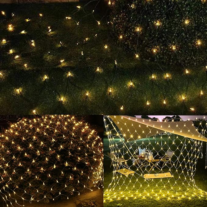 Christmas Net Lights 150L Warm White Lights Green Wire, Connectable Lights Indoor & Outdoor Mesh for Wedding, Christmas Eve,Summer Spring,Festival
