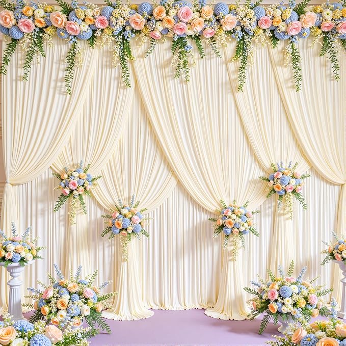 10ft x 15ft Champagne Wrinkle Free Backdrop Curtains for Wedding Party Backdrops Curtain Drapes Fabric Decorations Photo Back Drop Cloth for Baby Shower Photography Stage Reception