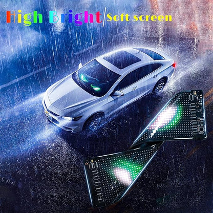 2PCS LED Eyes for Car Windshield, 13.7"x4" Devil Eyes Light for Cars, Programmable Soft Screen LED Sign with APP Control and Remote Controller