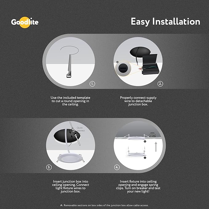 Goodlite 12-inch LED Ultra Round Slim - Recessed Wafer Downlight, High-Output 45W & 4,000 Lumens, 5 Color Selectable 27K-30K-35K-41K-50K, 120-277V, CRI 90+, ETL, Dimmable Triac & 0-10V, 1ct (G-02320)