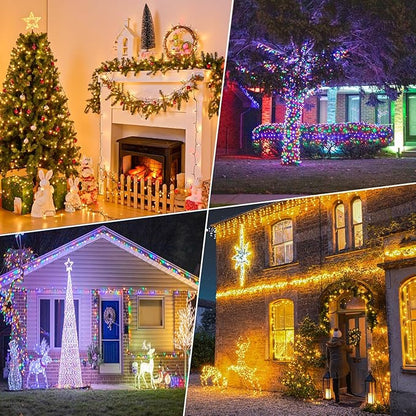 100FT 300 LED Color Changing Christmas Lights, Warm White & Multicolor Outdoor String Lights with Remote, Waterproof Fairy Twinkle Light for Outside Indoor Home Patio Yard Party Garden Decorations