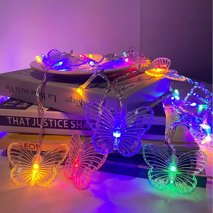 Butterfly Curtain Fairy String Lights, 120LED 8 Modes USB Powered Timer Firefly Twinkle Light with Romote, 14.7FT Copper Wire Hanging Decoration for Room, Wedding, Bedroom, Party, Christmas Decor